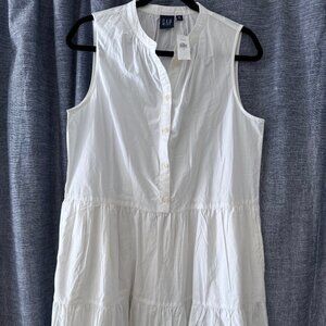 Gap White Cotton Fit And Flare Sleeveless Eyelet Mini -Size Small